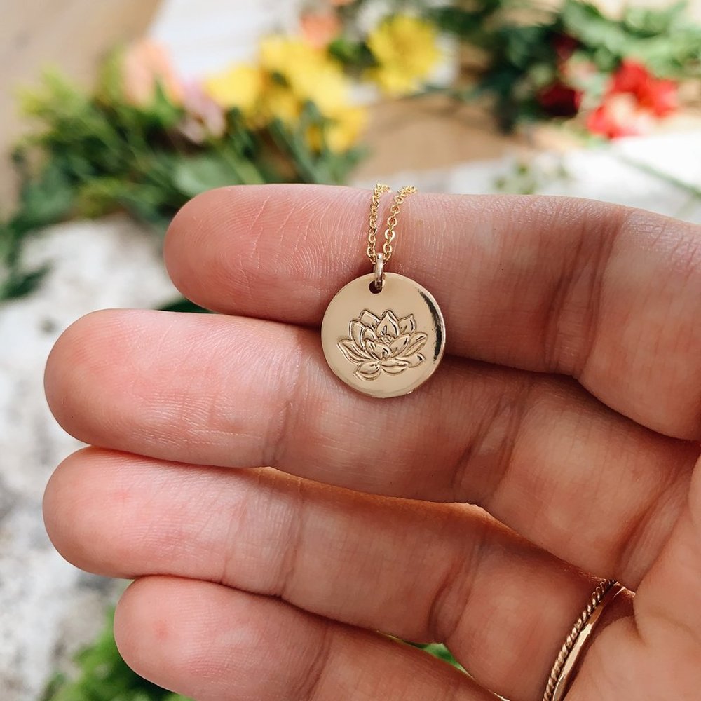 July Lotus Birth Flower Charm Pendant Necklace - Picture 6 of 15